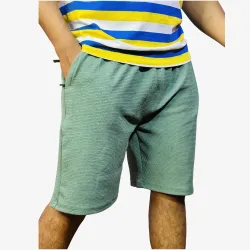 Men's Olive Green Textured Casual Shorts | Regular Fit Everyday Comfort